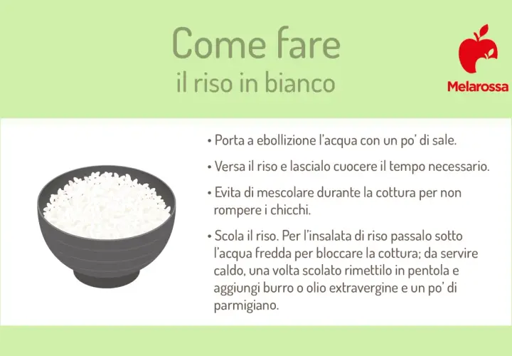 Una ciotola di riso in bianco, pronto per essere condito. Istruzioni su come preparare il riso in bianco.